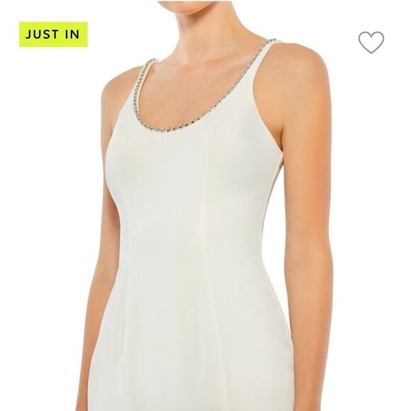 Mac Duggal Scoopneck Stretch Beaded Front‎ Slit Column Gown Size 14 - Picture 2 of 11